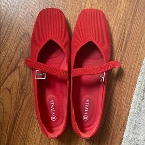 Vivia Margot Square toe Mary Janes in ruby red- size 39.5/8.5